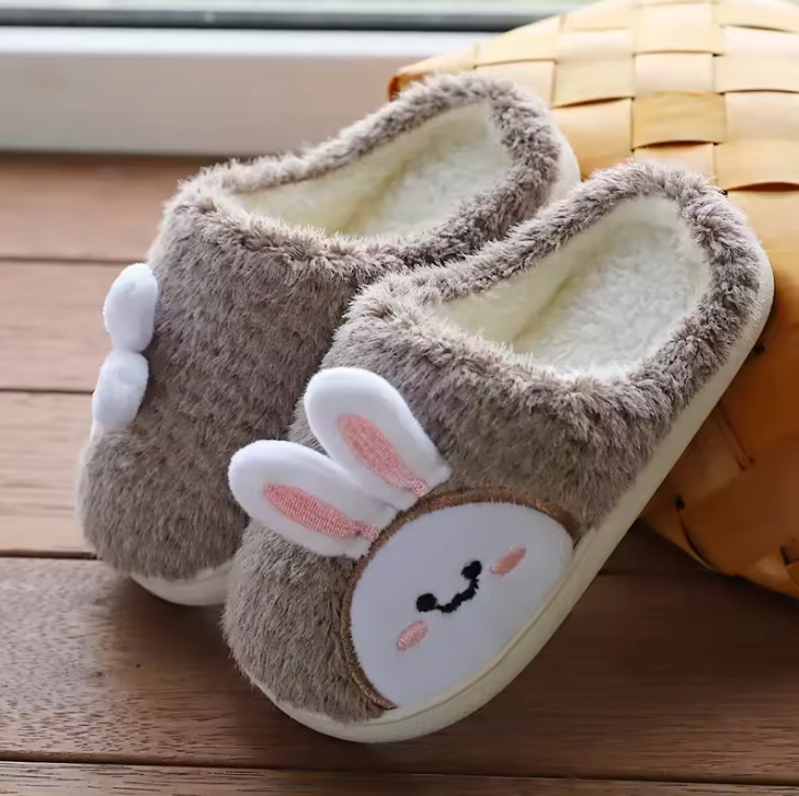 Kids Fluffy Bunny Slippers