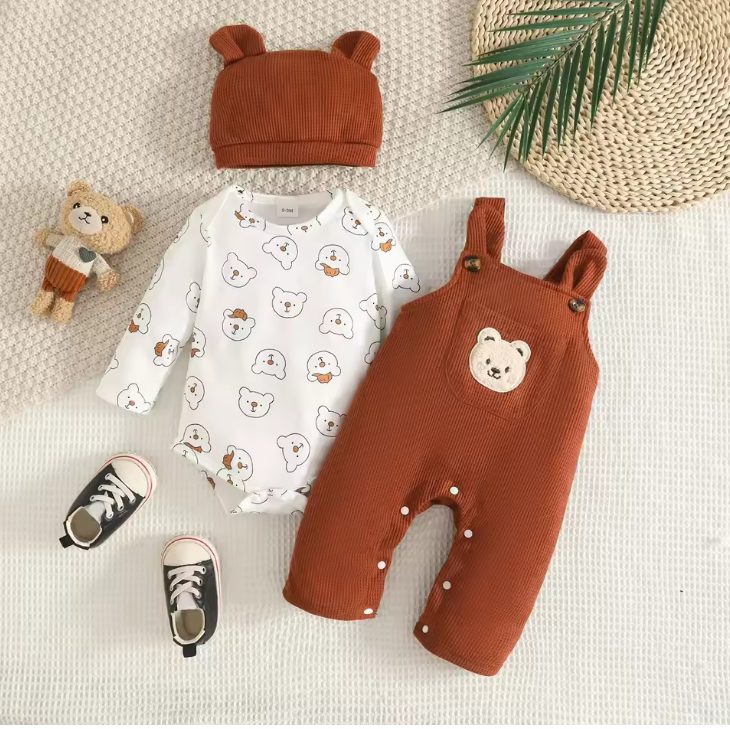 Baby Bear Dungaree & Hat Set