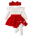 Baby Girl Ruffle Dress Set – Red & White