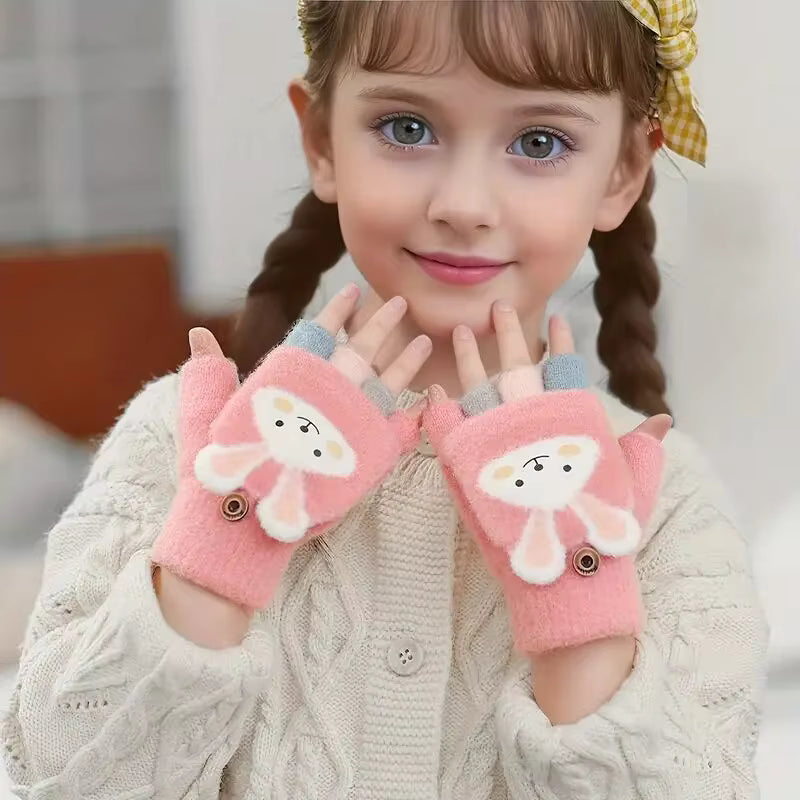 Kids Winter Fingerless Gloves