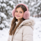 Dusty pink earmuffs, square portrait