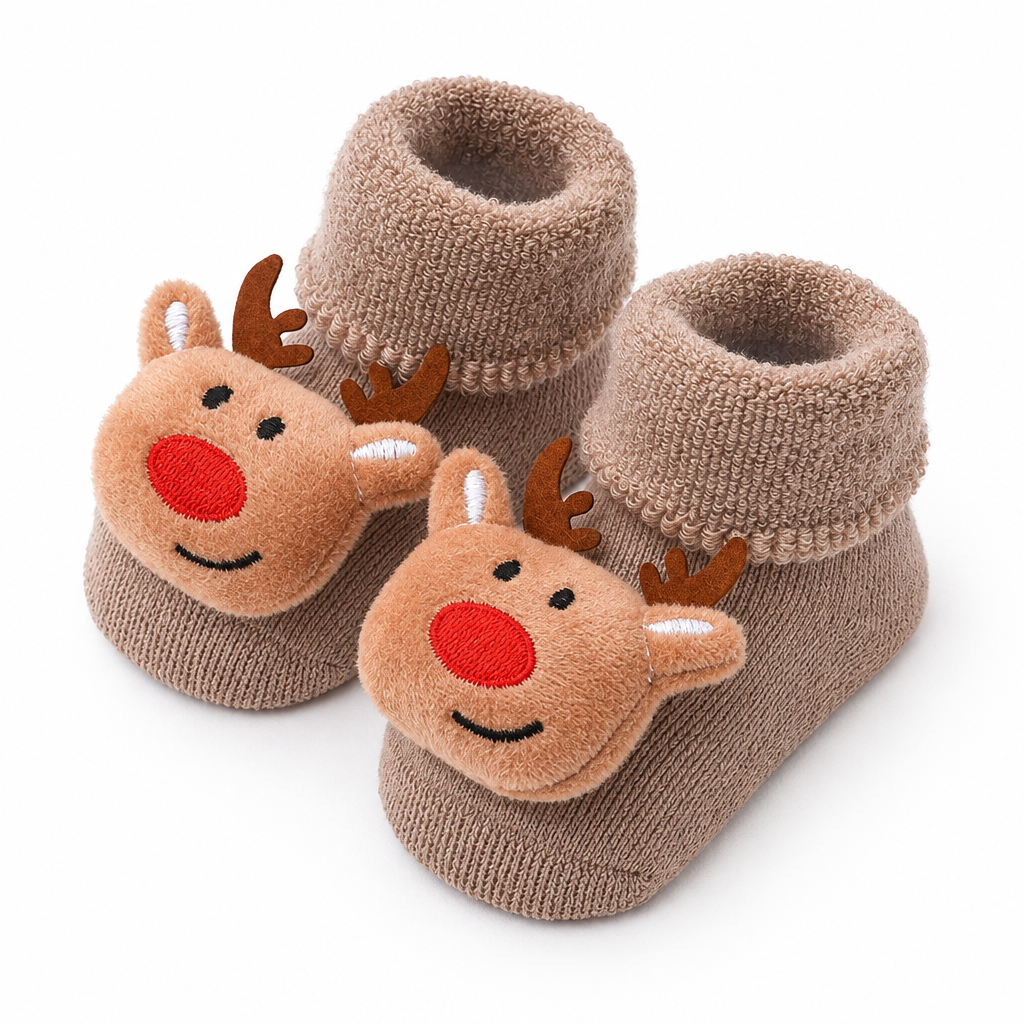 Taupe baby reindeer socks