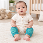 Sara wearing turquoise smiley knee pads