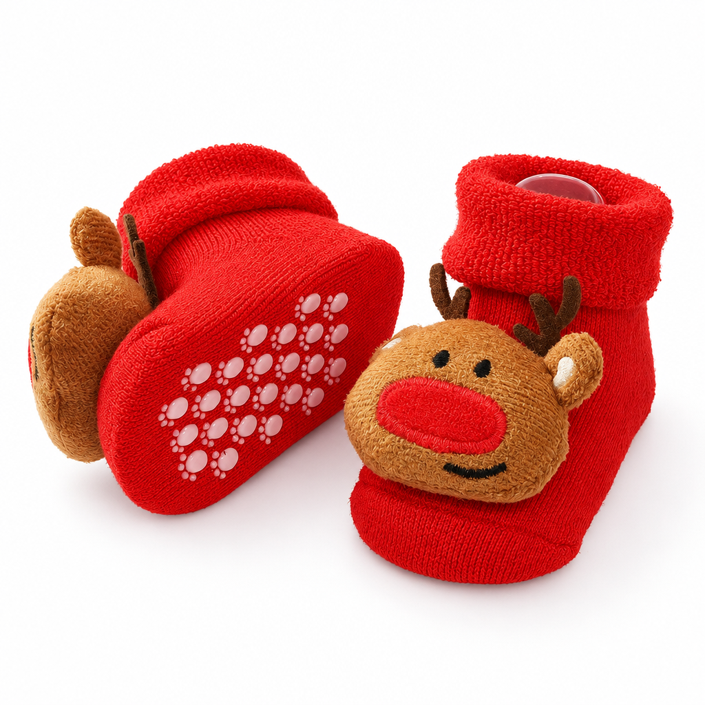Red baby reindeer socks