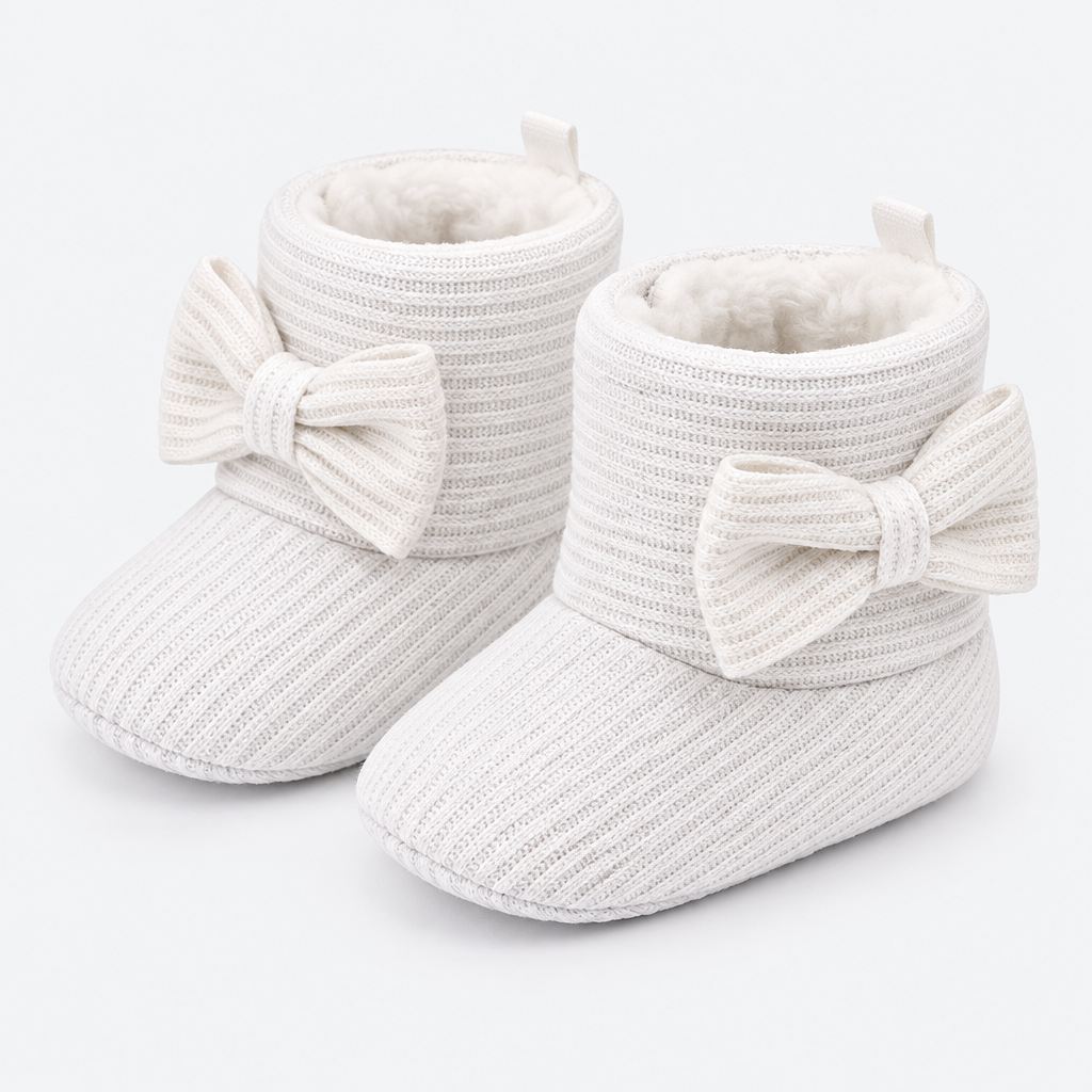 White baby side-bow booties