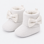 White baby side-bow booties