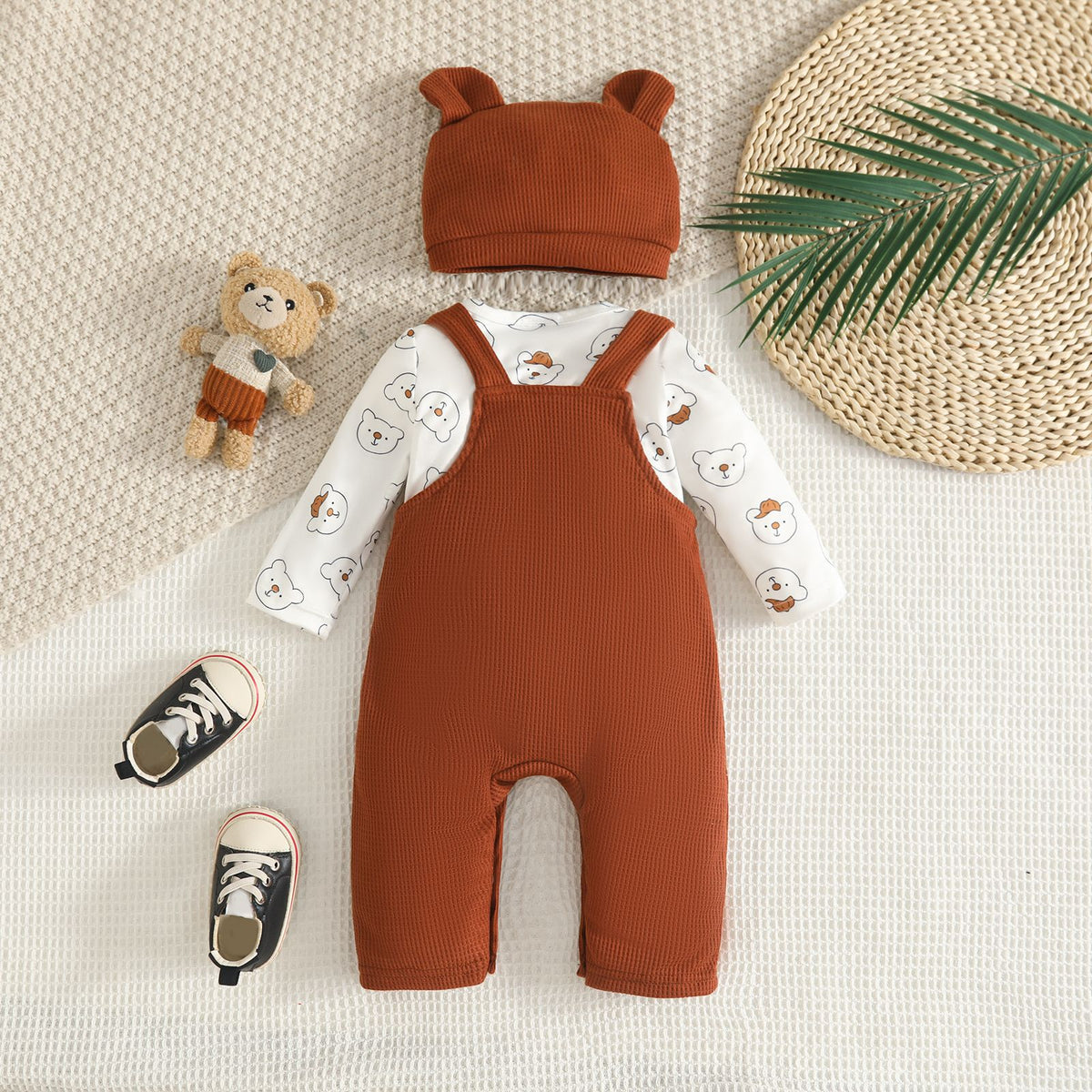 Baby Bear Dungaree & Hat Set