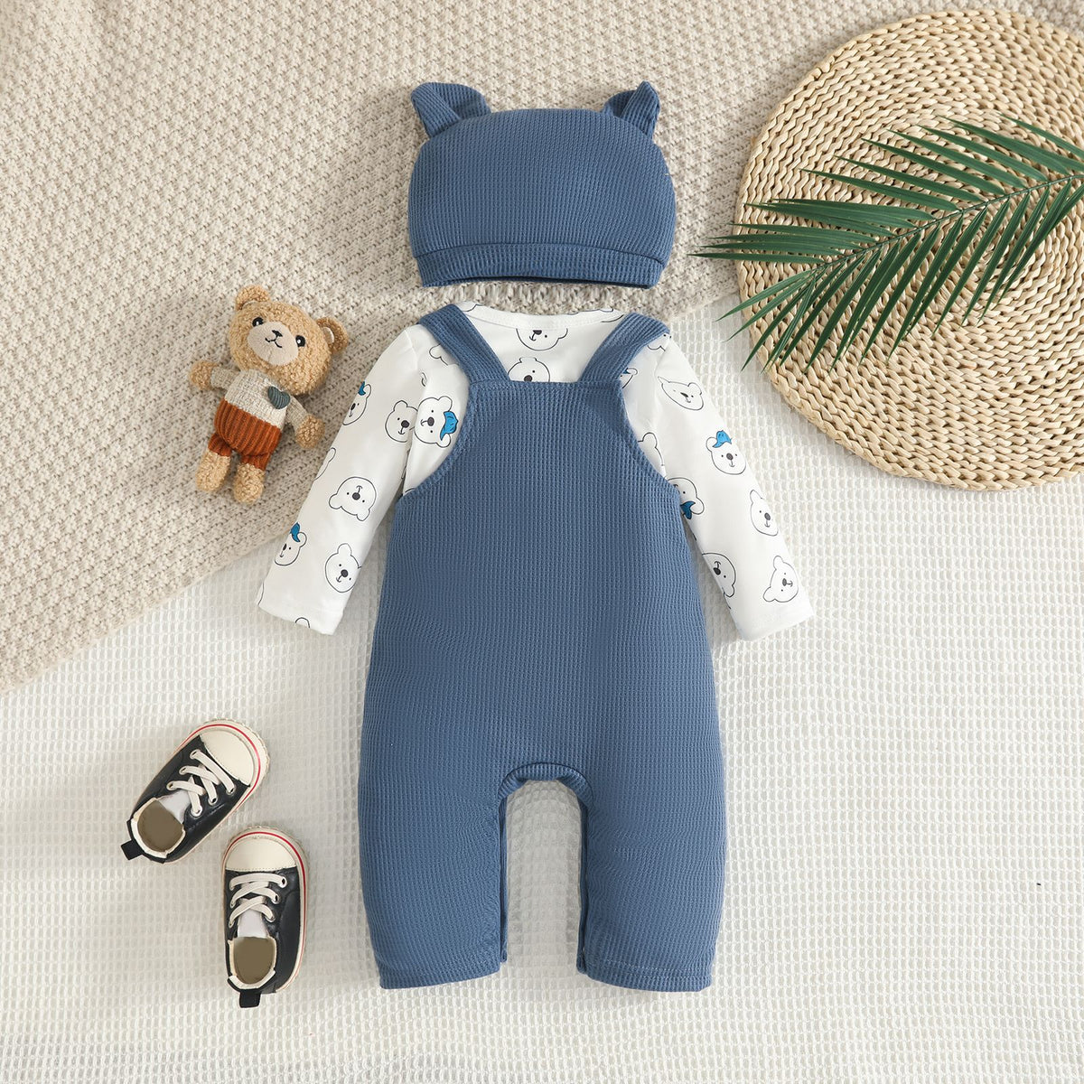 Baby Bear Dungaree & Hat Set