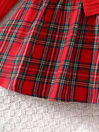 Baby Girl Ruffle Plaid Dress & Bow Headband Set – Red